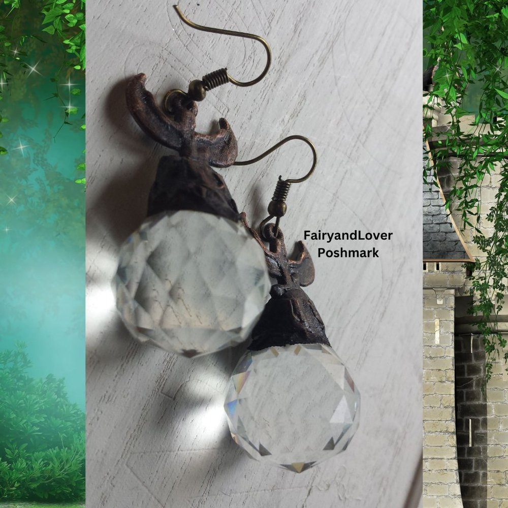 Goddess isis egyptian electroformed crystal prism earrings,gypsy earrings